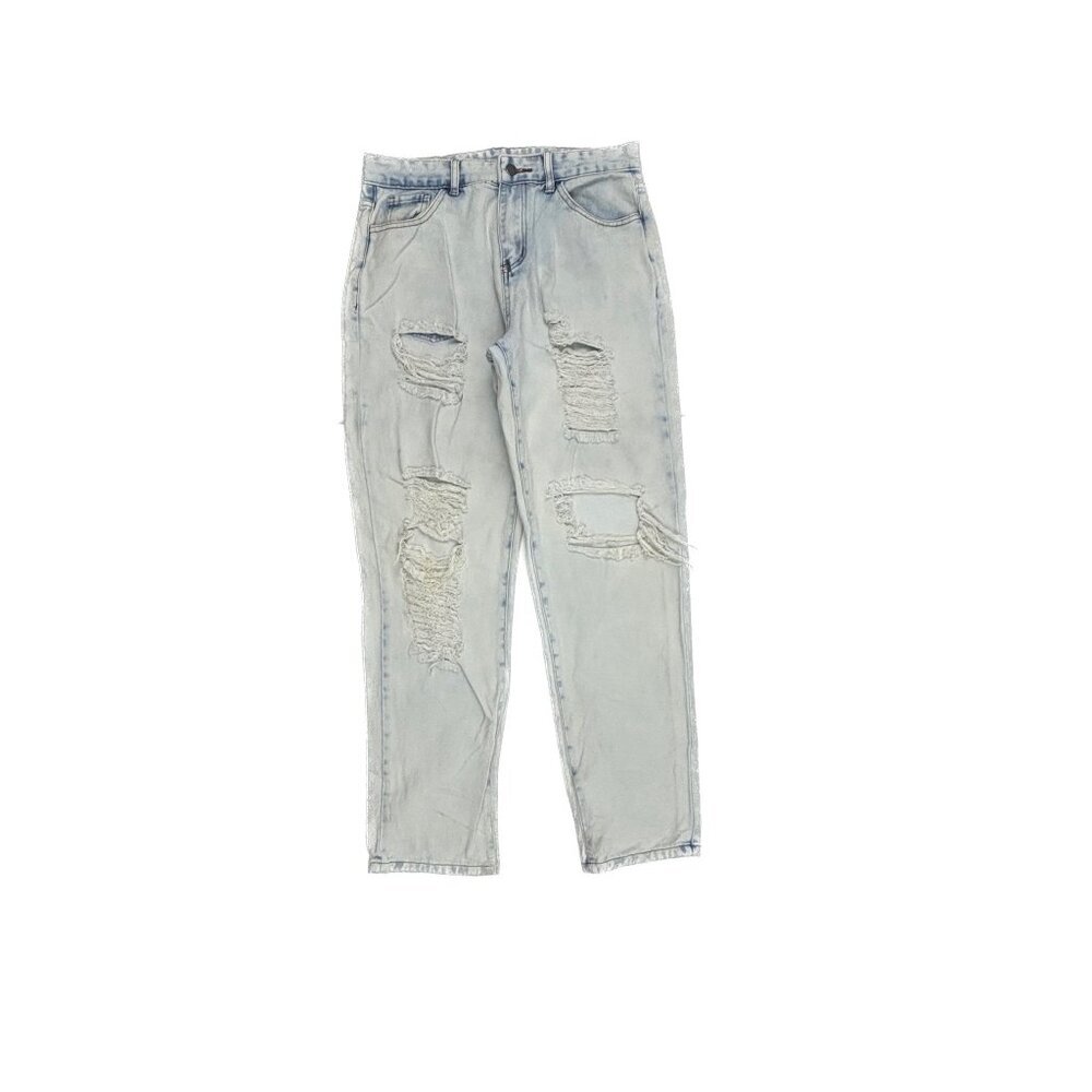 Shein Distressed Straight Leg Women's size M‎ Light Blue Denim jeans
